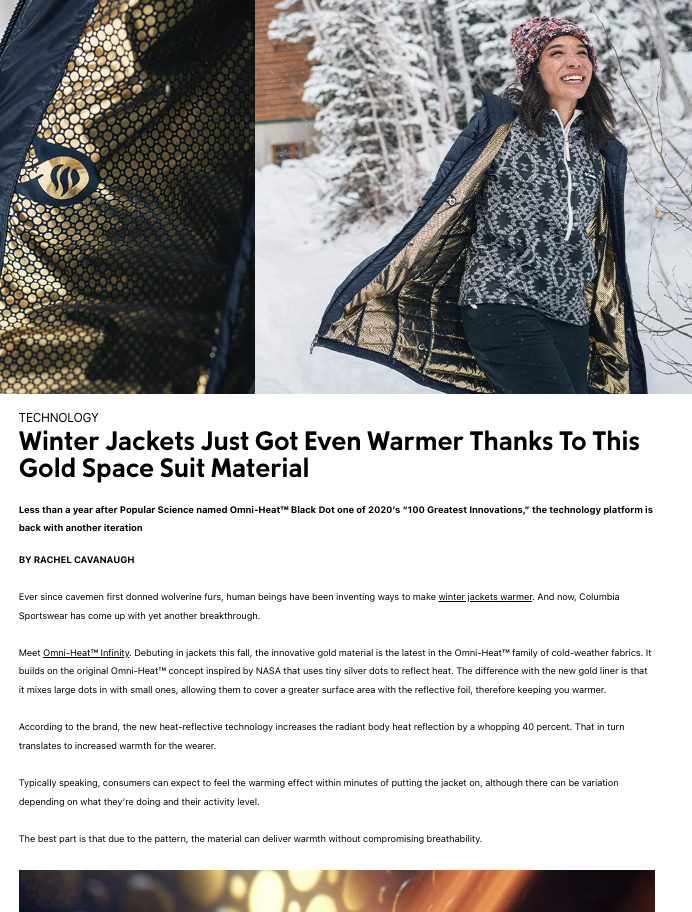 Winter Jackets Just Got Even Warmer Thanks To This Gold Space Suit Material